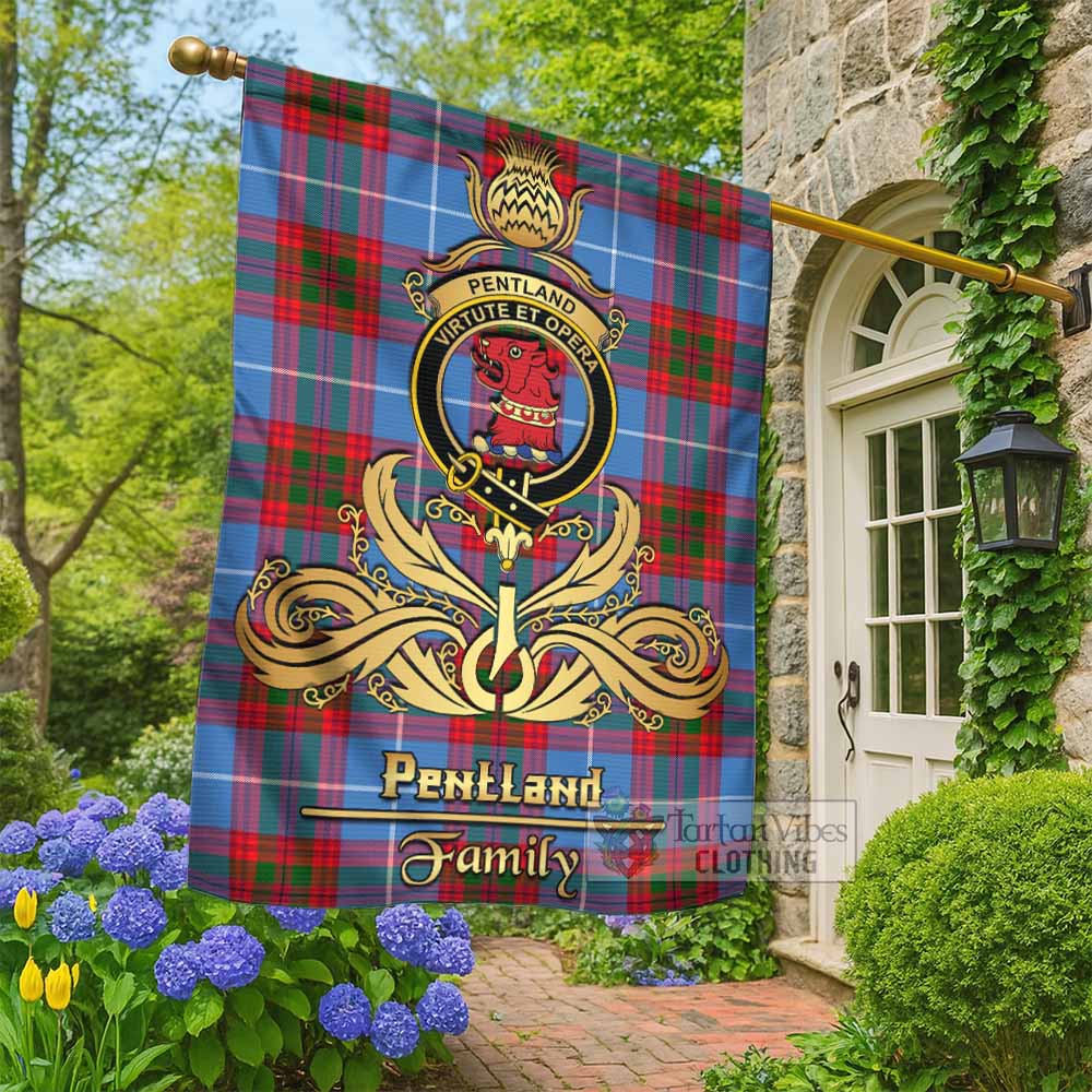 Pentland Tartan Garden Flag with Highland Thistle Cherish Family Crest Style - Tartan Vibes Clothing