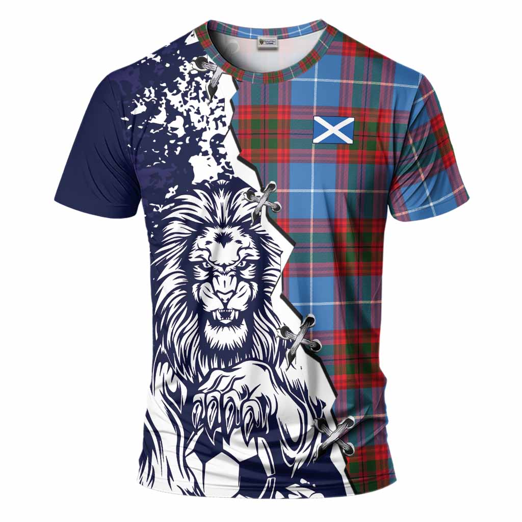 Pentland Tartan Scottish T-Shirt Angry Lion With Soccer Ball Style