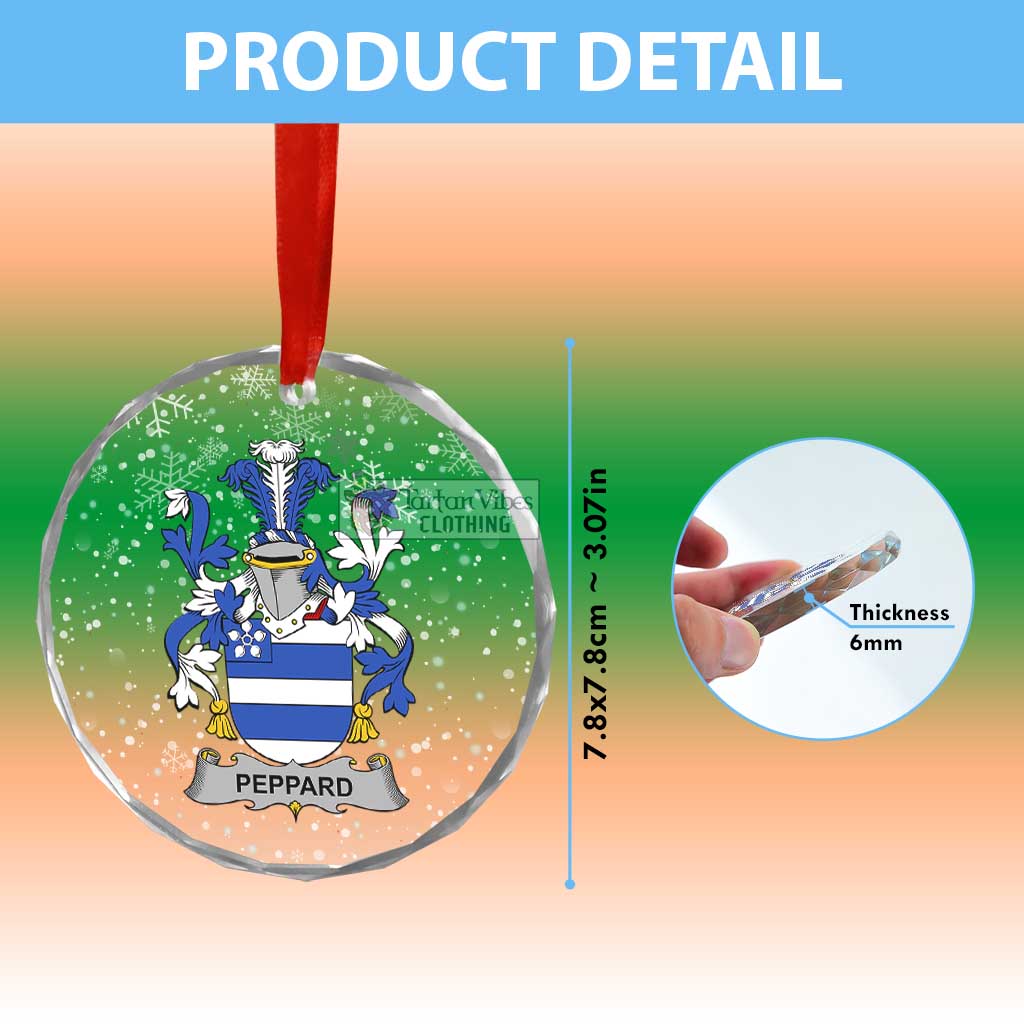 Tartan Vibes Clothing Peppard Irish Clan Christmas Glass Ornament with Coat of Arms