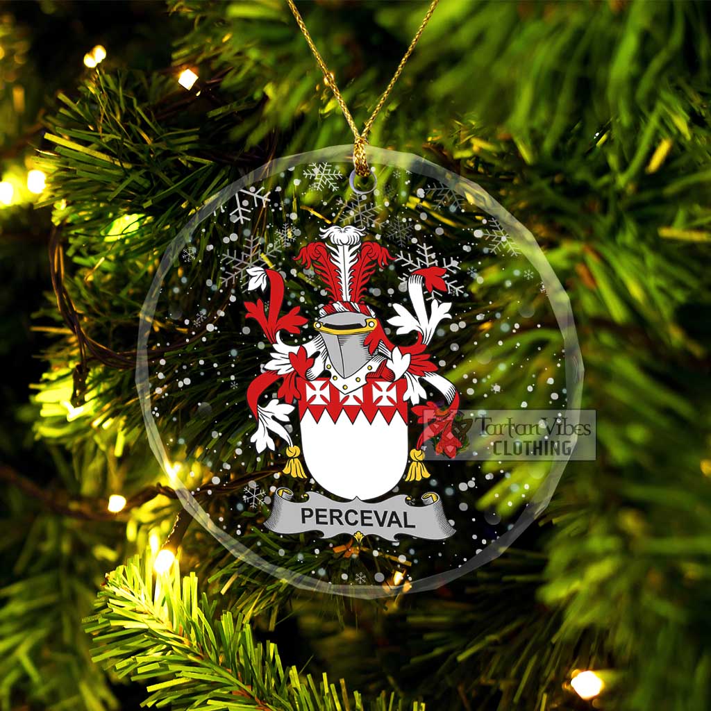 Tartan Vibes Clothing Perceval Irish Clan Christmas Glass Ornament with Coat of Arms