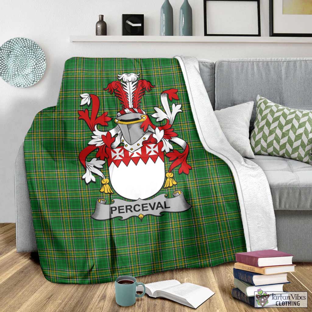 Perceval Irish Clan Tartan Blanket with Coat of Arms - Tartan Vibes Clothing