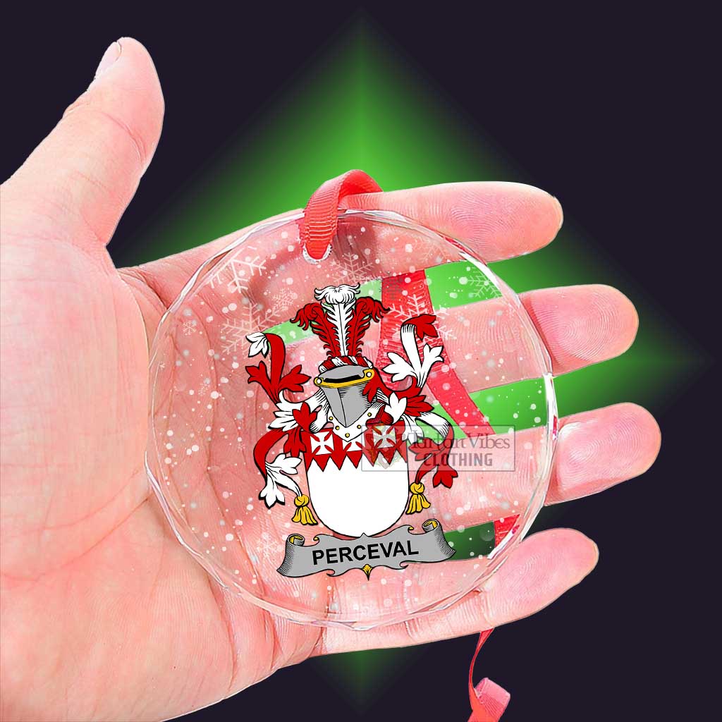 Tartan Vibes Clothing Perceval Irish Clan Christmas Glass Ornament with Coat of Arms