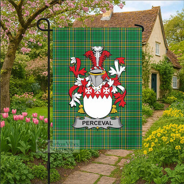 Perceval Irish Clan Tartan Garden Flag with Coat of Arms