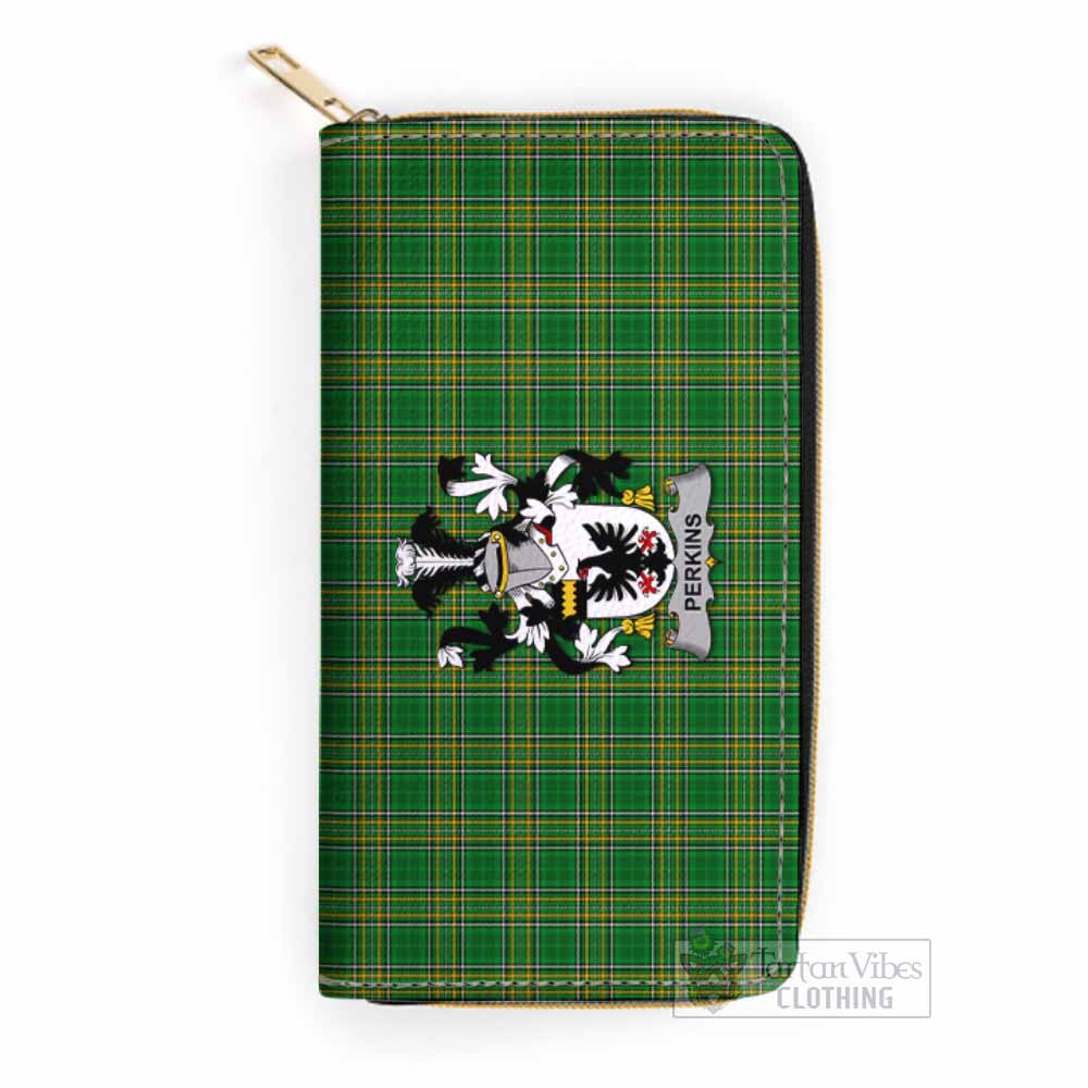 Perkins Irish Clan Tartan Women's Leather Wallet with Coat of Arms One Size 19.7*10.5*3.5 cm - Tartan Vibes Clothing
