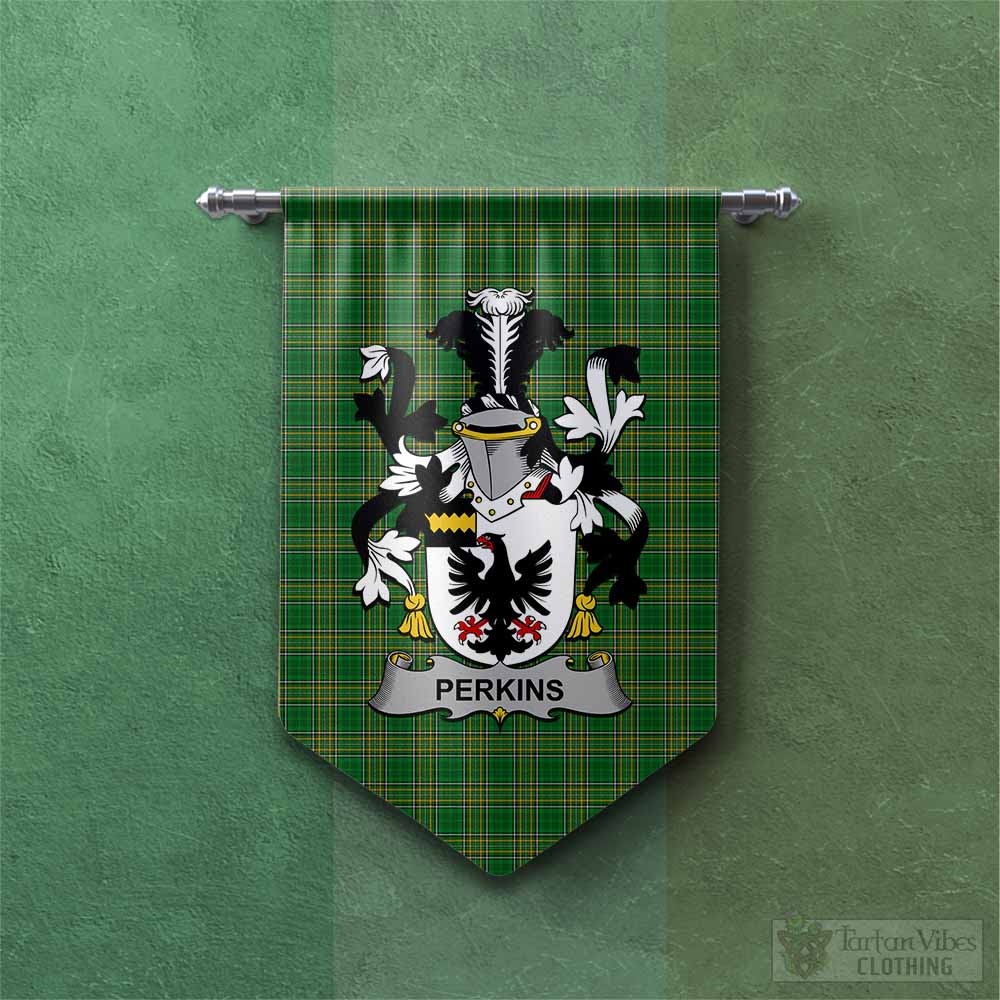 Perkins Irish Clan Tartan Gonfalon, Tartan Banner with Coat of Arms Chevron - Tartan Vibes Clothing