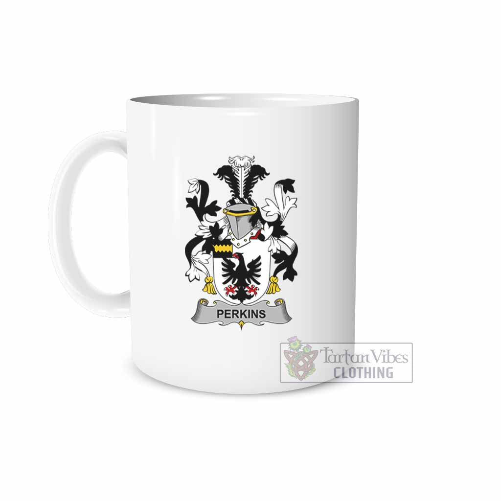Perkins Irish Clan Coat of Arms Ceramic Mug White - 2D-tartanvibesclothing