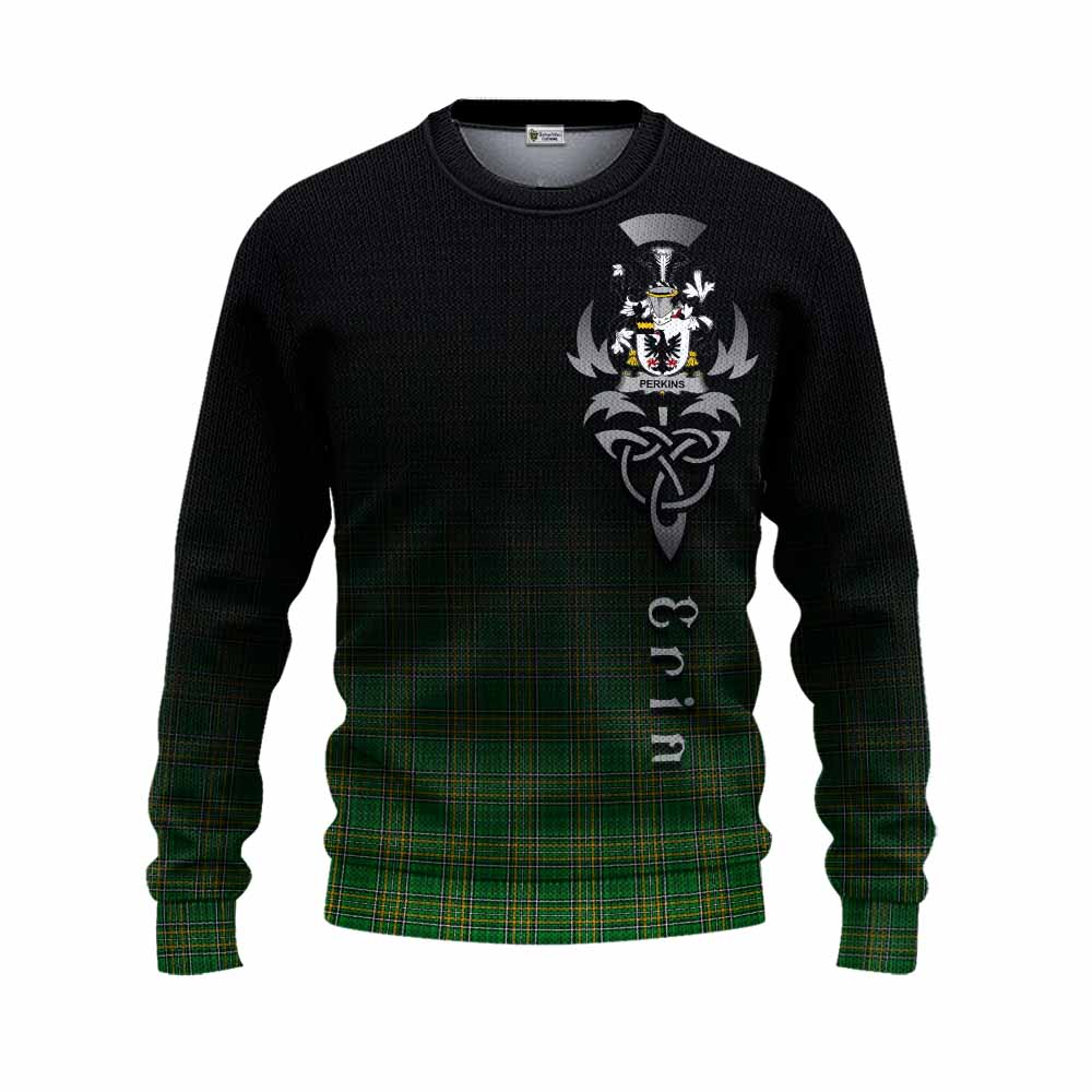 Perkins Irish Clan Knitted Sweater with Coat of Arms Erin Go Bragh Celtic Inspired Unisex - Tartan Vibes Clothing