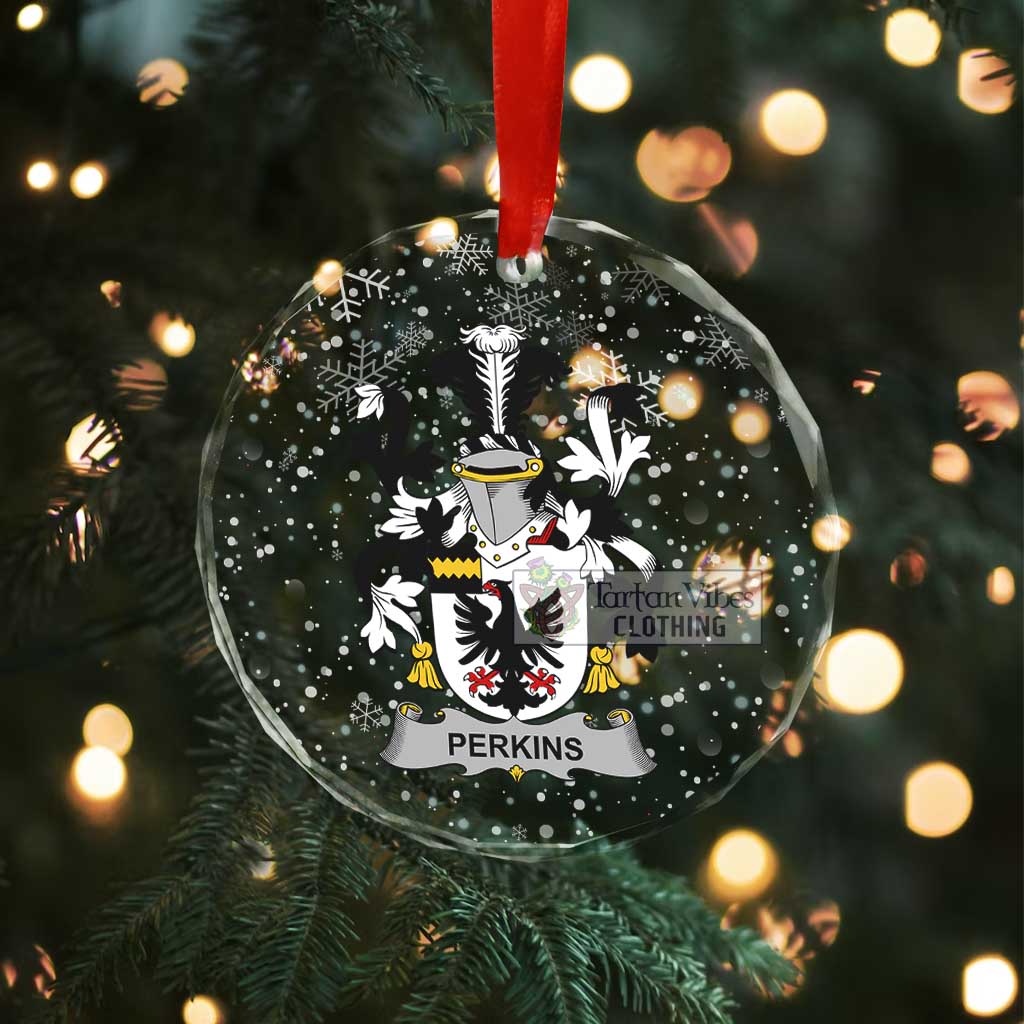 Perkins Irish Clan Christmas Glass Ornament with Coat of Arms - 2D-tartanvibesclothing