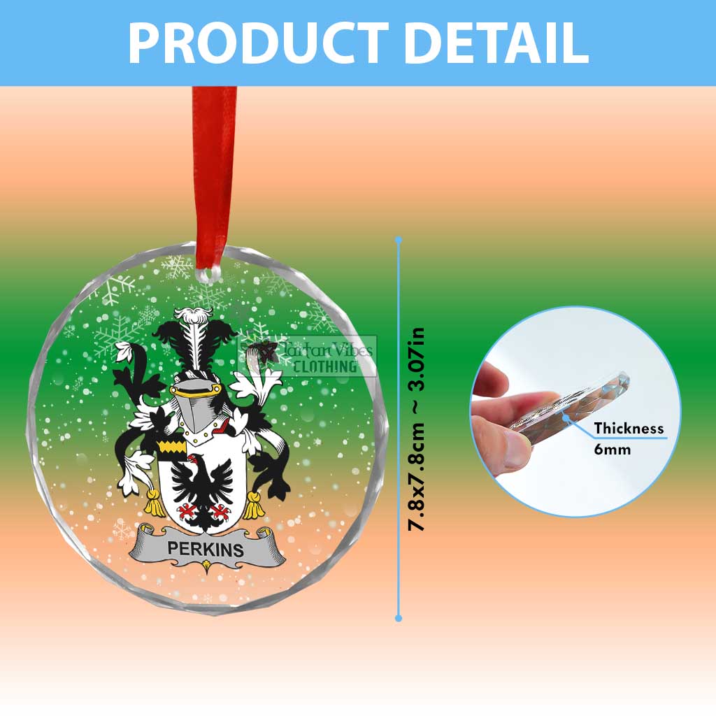 Perkins Irish Clan Christmas Glass Ornament with Coat of Arms - 2D-tartanvibesclothing
