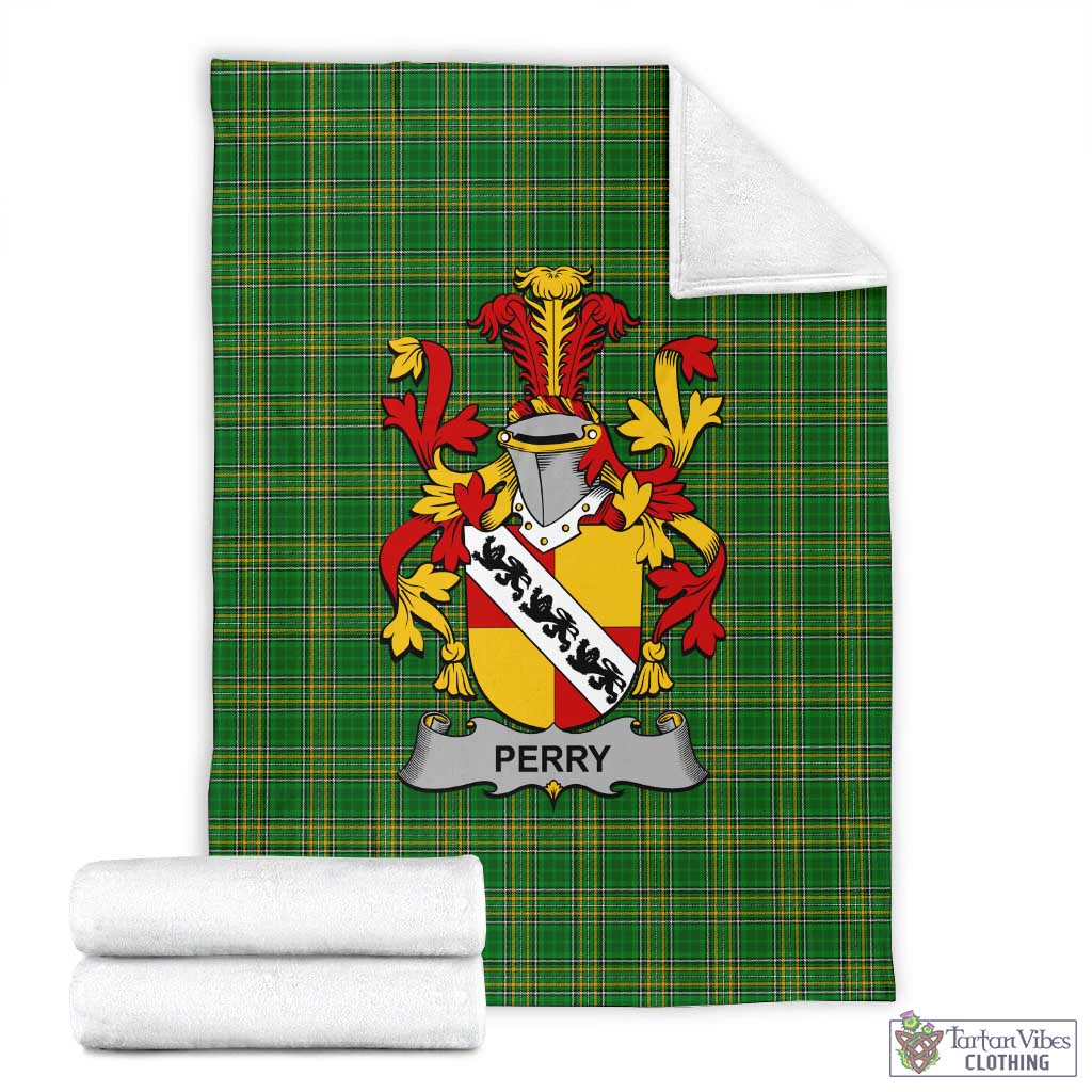Perry Irish Clan Tartan Blanket with Coat of Arms X-Large 59 x 79 inches 150 x 200 cm - Tartan Vibes Clothing