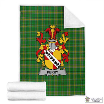 Tartan Vibes Clothing Perry Irish Clan Tartan Blanket with Coat of Arms