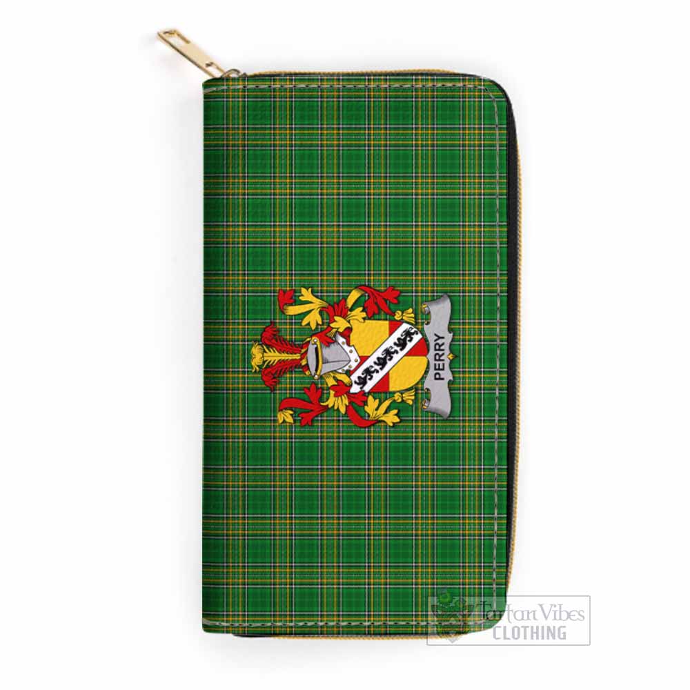 Tartan Vibes Clothing Perry Irish Clan Tartan Women's Leather Wallet with Coat of Arms