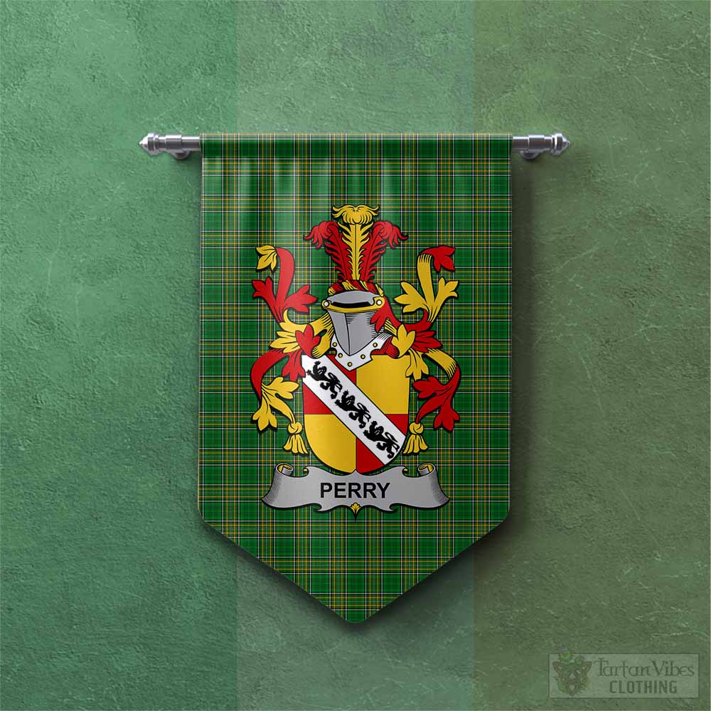 Perry Irish Clan Tartan Gonfalon, Tartan Banner with Coat of Arms Chevron - Tartan Vibes Clothing