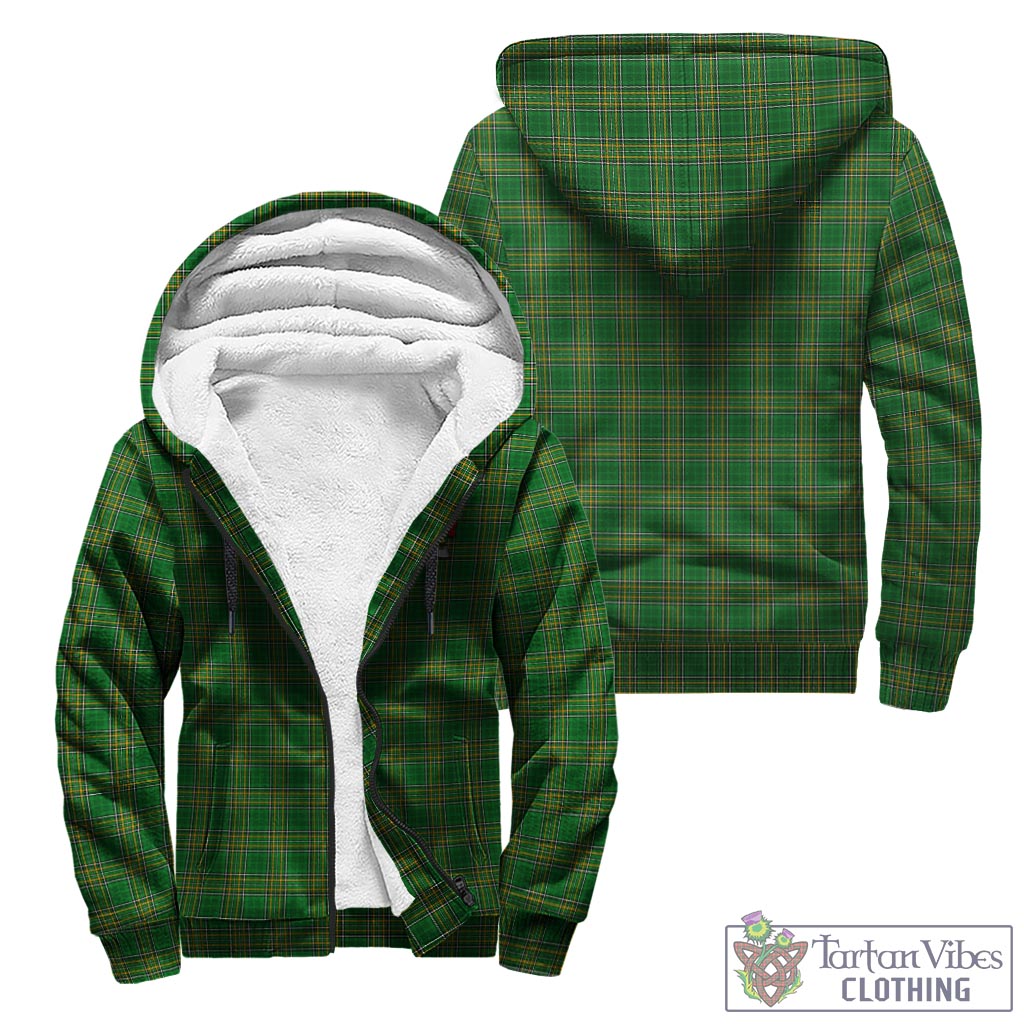 Tartan Vibes Clothing Perry Ireland Clan Tartan Sherpa Hoodie with Coat of Arms