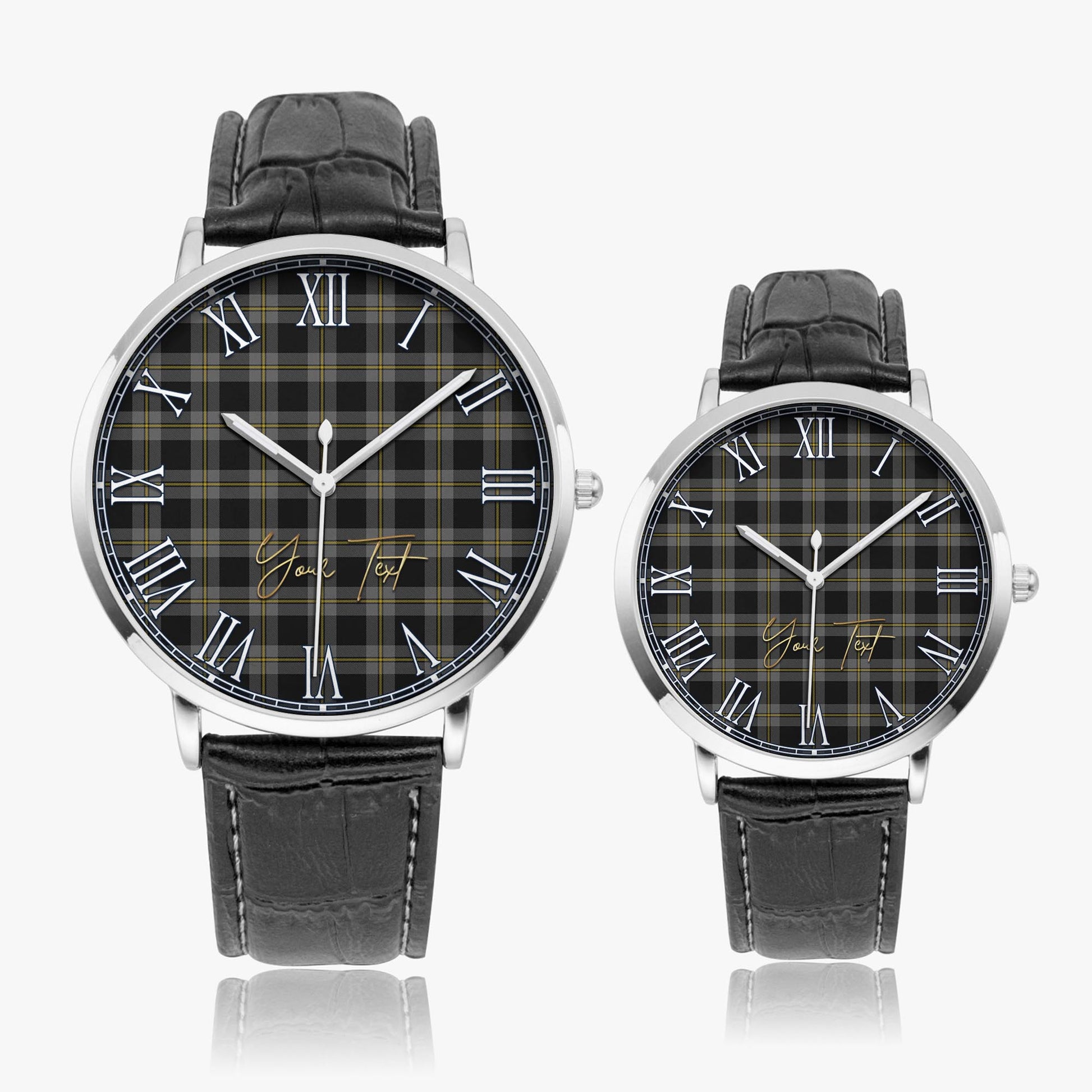 Perry Ancient Tartan Personalized Your Text Leather Trap Quartz Watch - Tartan Vibes Clothing