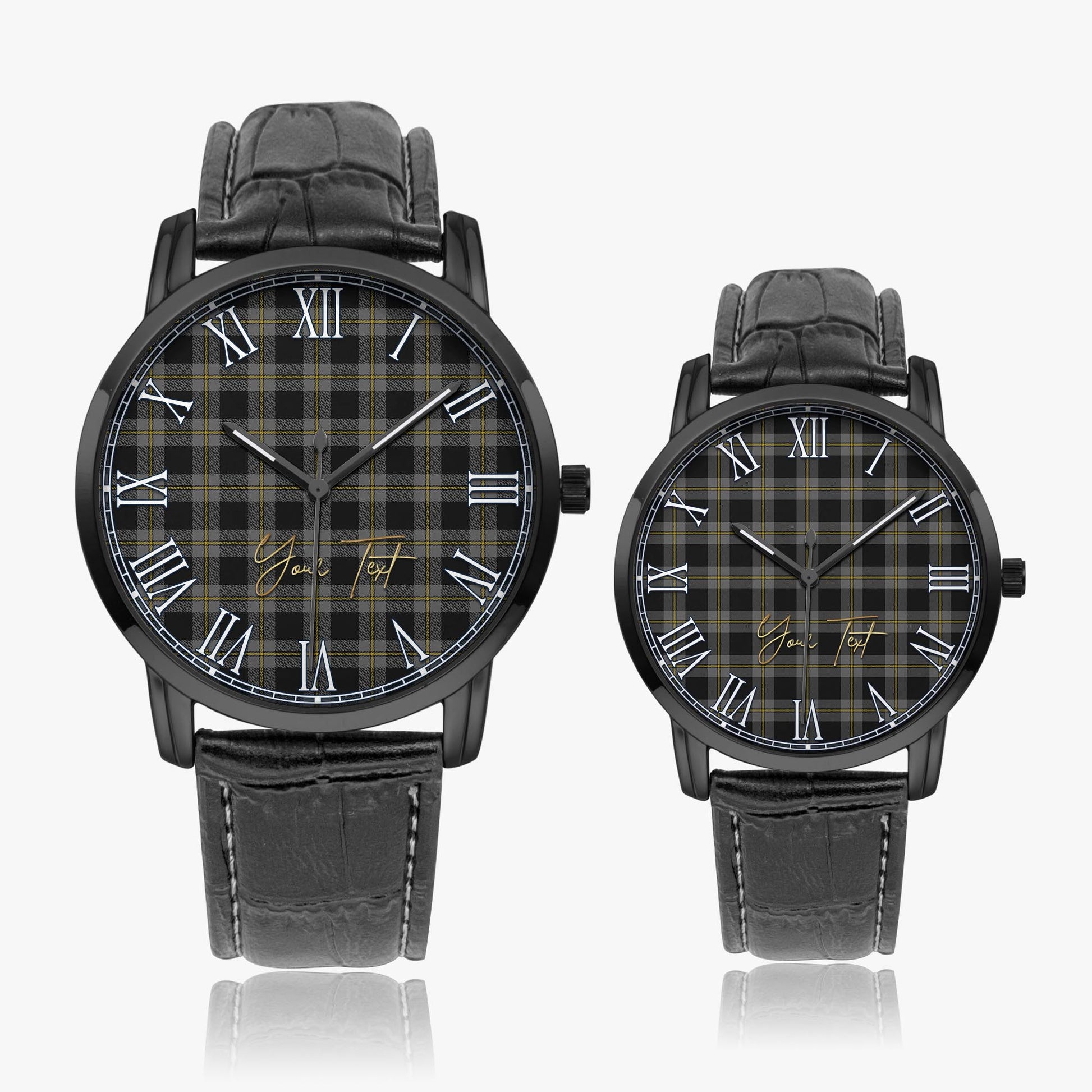 Perry Ancient Tartan Personalized Your Text Leather Trap Quartz Watch Wide Type - Tartan Vibes Clothing