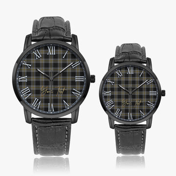 Perry Ancient Tartan Personalized Your Text Leather Trap Quartz Watch Wide Type - Tartan Vibes Clothing