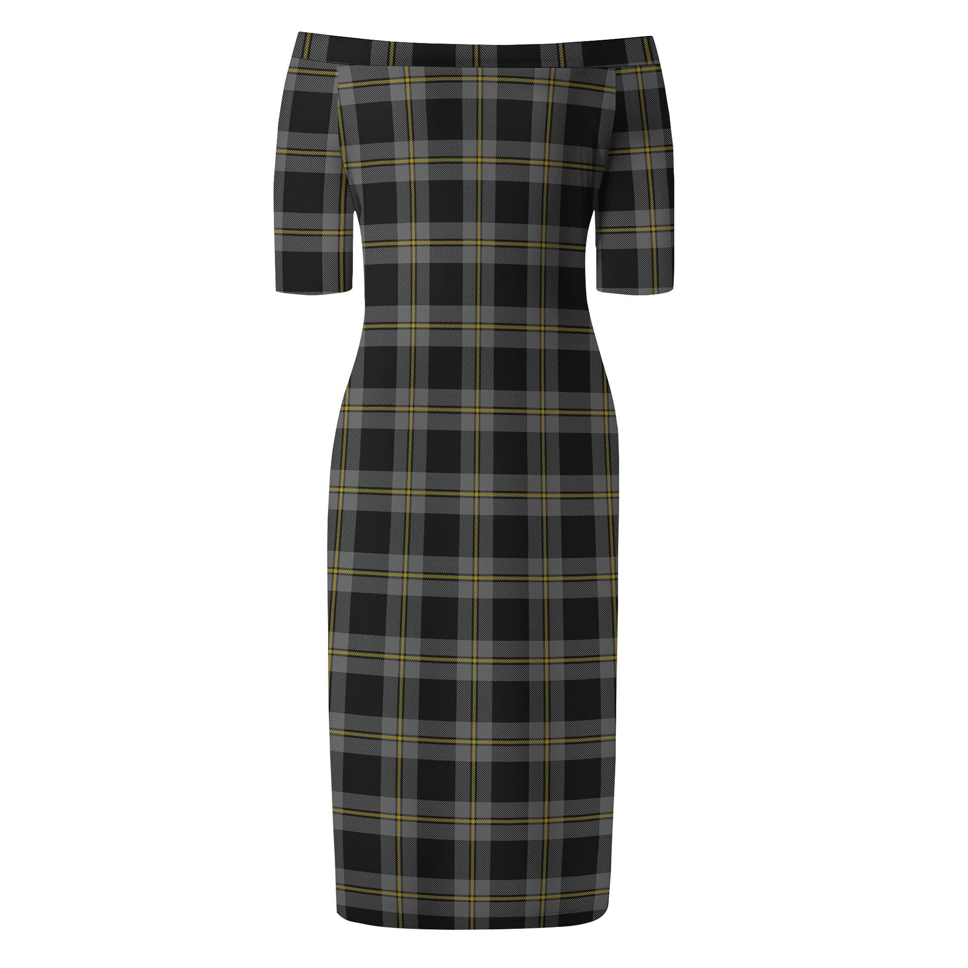 Perry Ancient Tartan Off Shoulder Lady Dress - Tartan Vibes Clothing