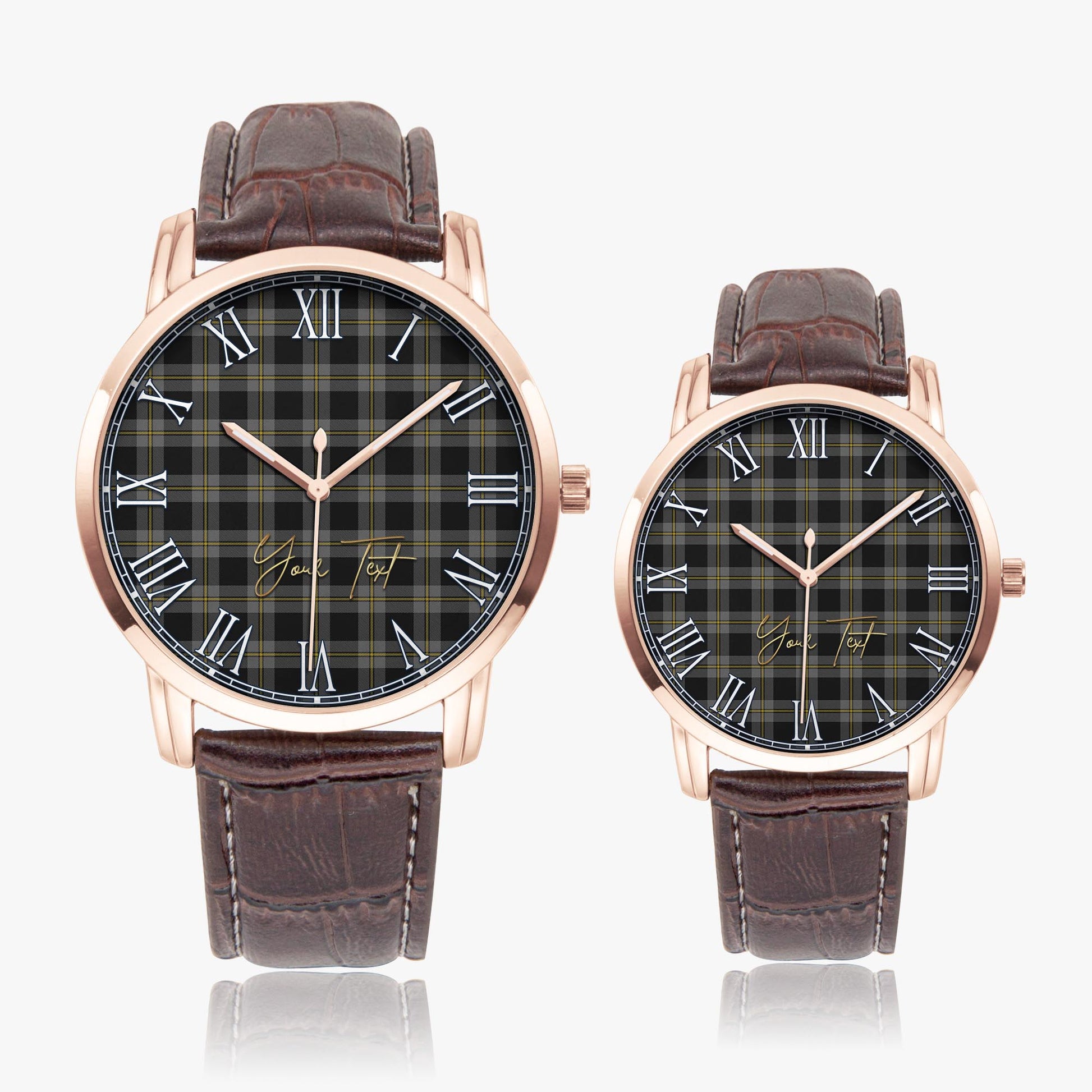 Perry Ancient Tartan Personalized Your Text Leather Trap Quartz Watch - Tartan Vibes Clothing