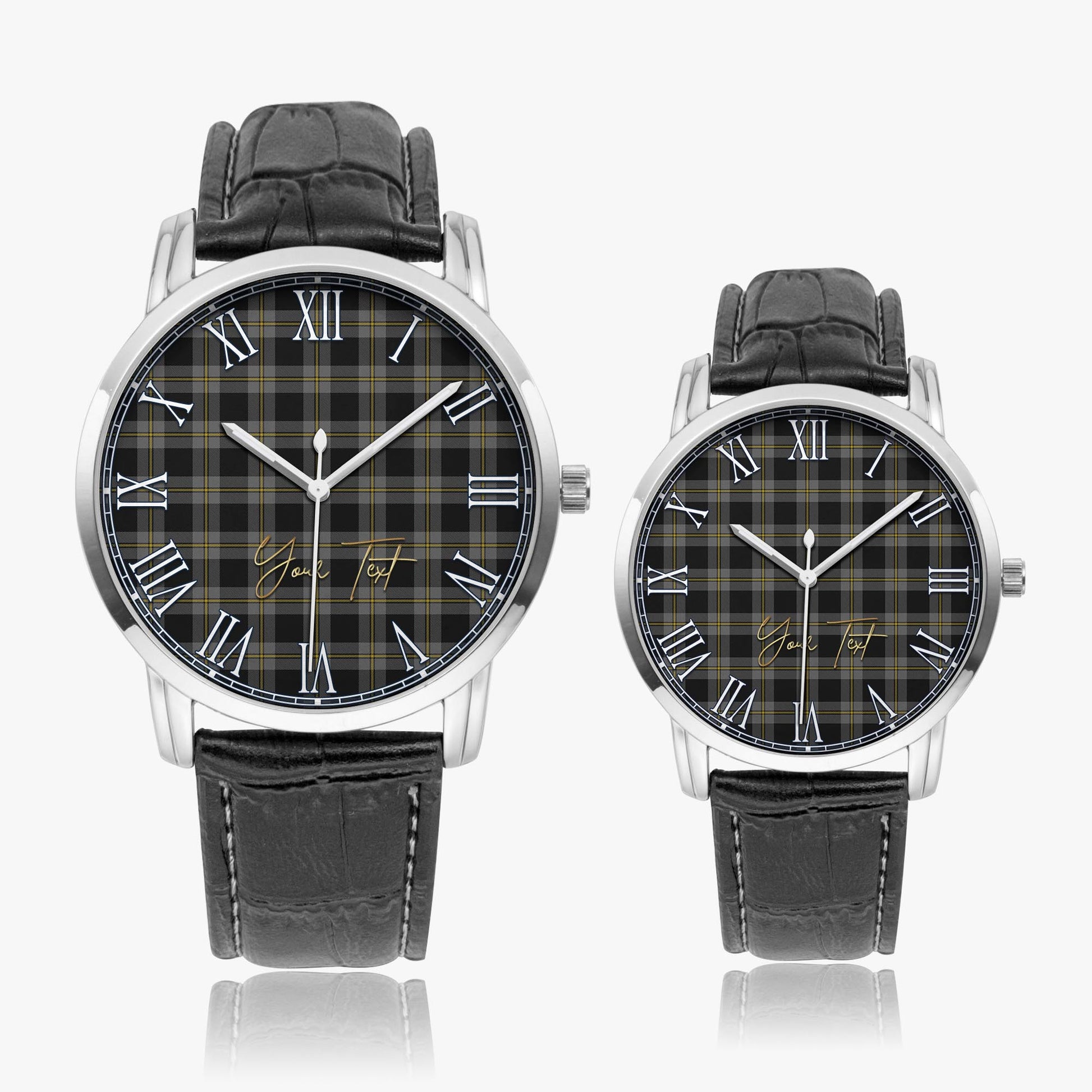 Perry Ancient Tartan Personalized Your Text Leather Trap Quartz Watch - Tartan Vibes Clothing