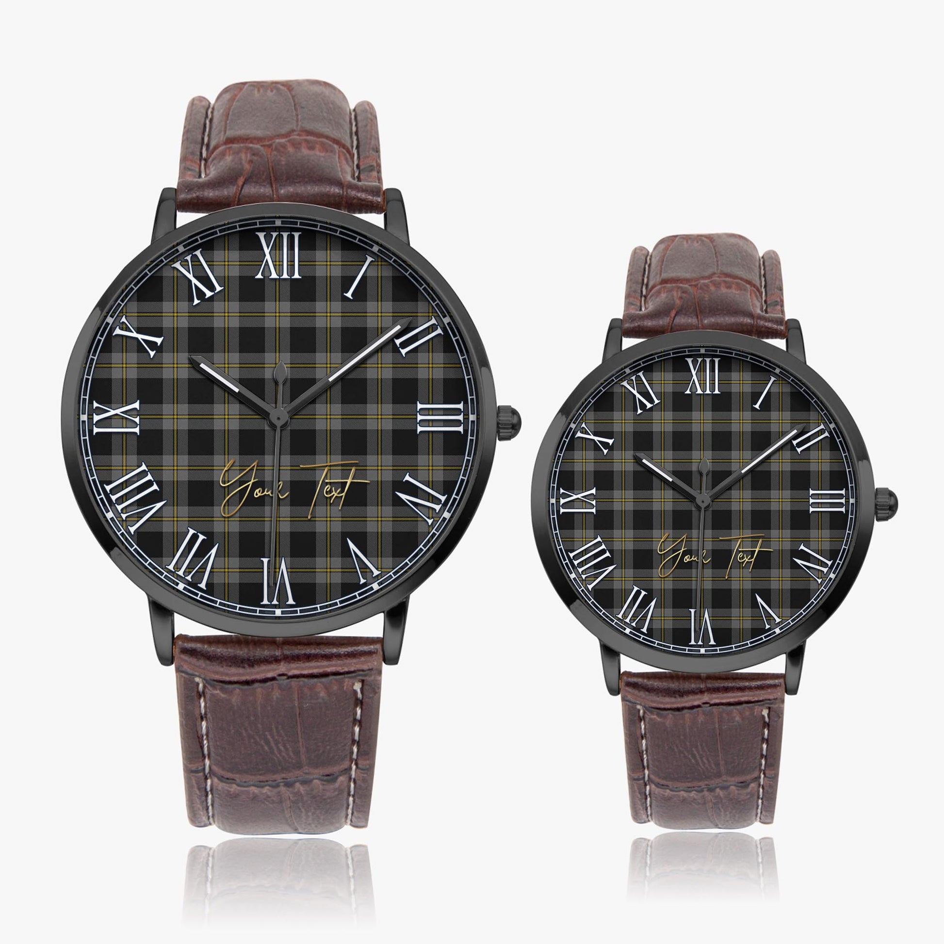 Perry Ancient Tartan Personalized Your Text Leather Trap Quartz Watch - Tartan Vibes Clothing