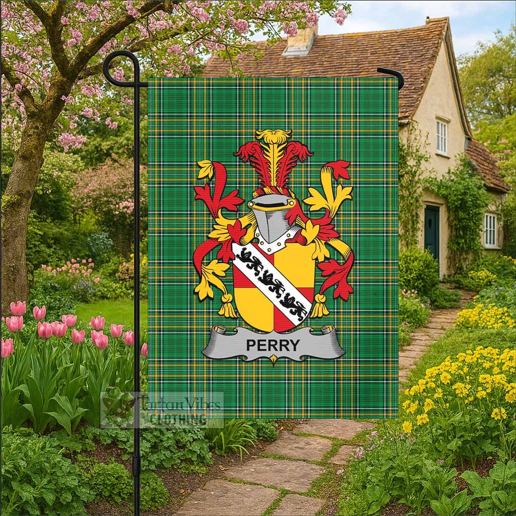 Perry Irish Clan Tartan Flag with Coat of Arms