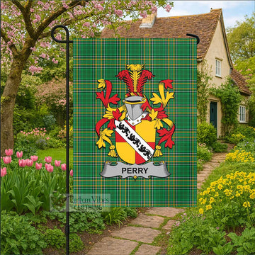 Perry Irish Clan Tartan Garden Flag with Coat of Arms