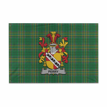 Perry Irish Clan Tartan House Flag with Coat of Arms