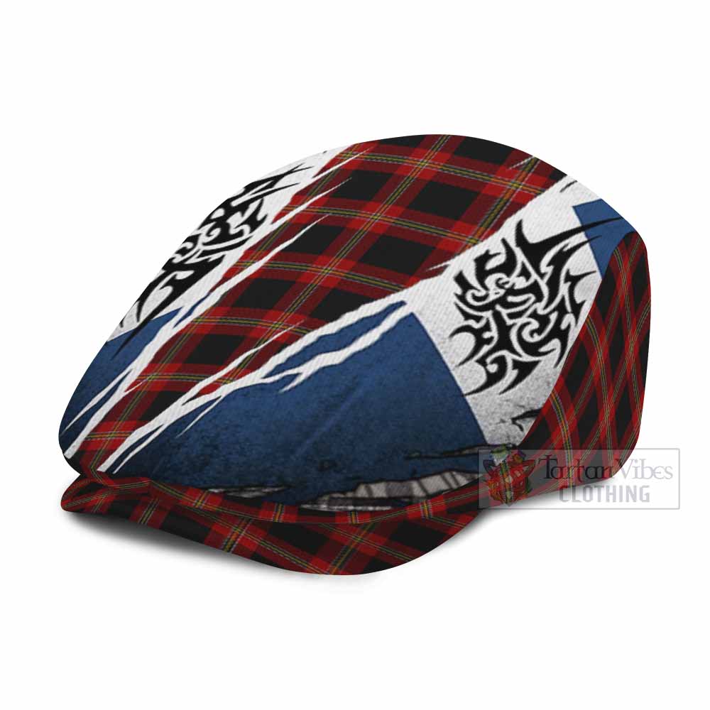 Perry Tartan Flat Cap, Jeff Cap Scotland Flag Ripped Tribal Design