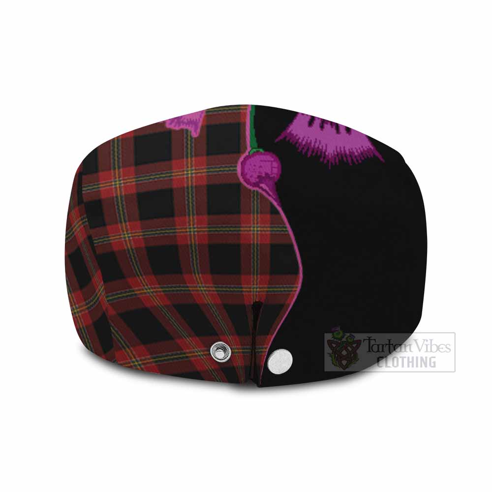 Perry Tartan Flat Cap, Jeff Cap Traditional Scottish Thistle