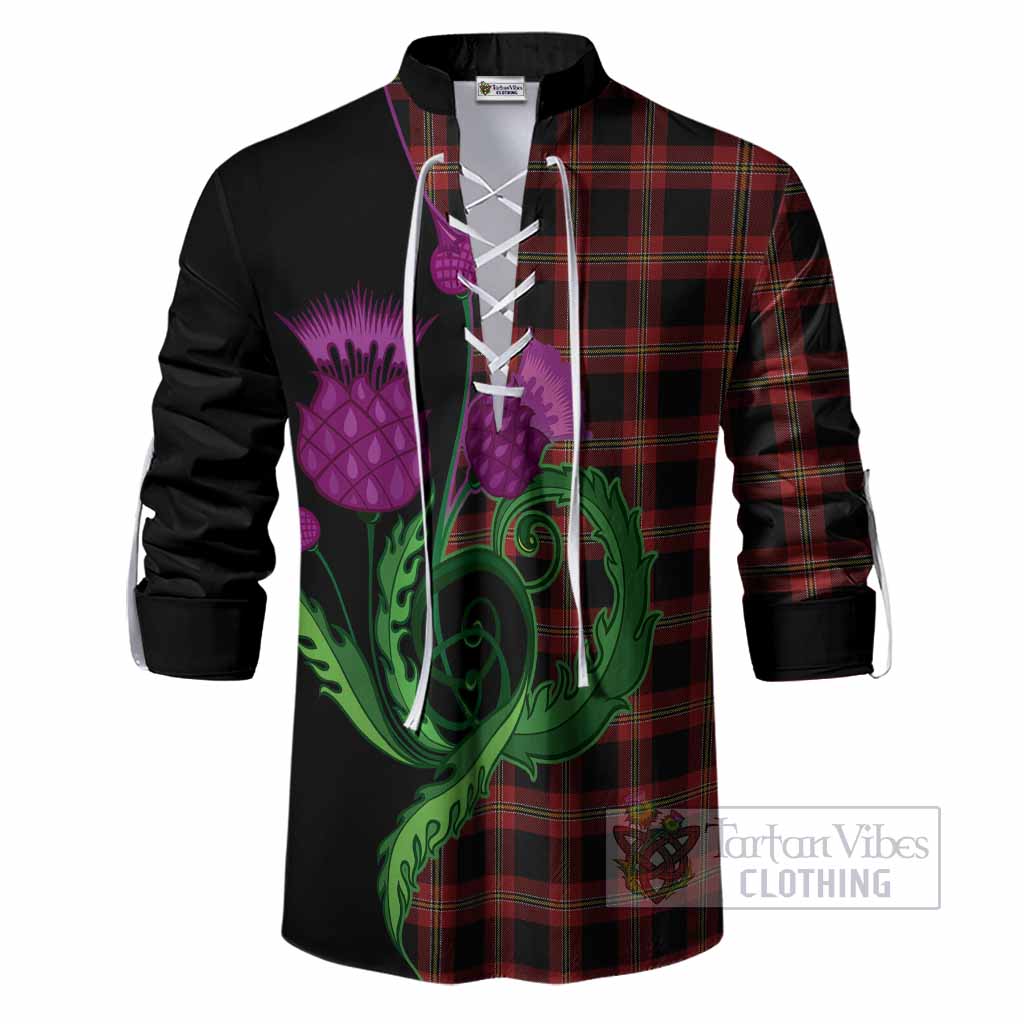 Perry Tartan Ghillie Shirt Traditional Scottish Thistle