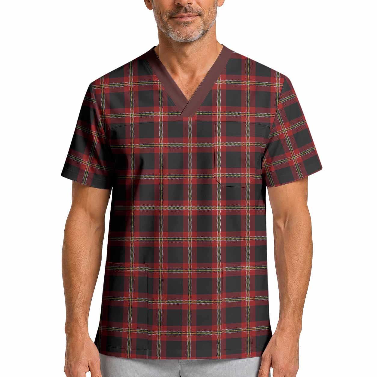 Perry Tartan Scrub Top XL - Tartan Vibes Clothing