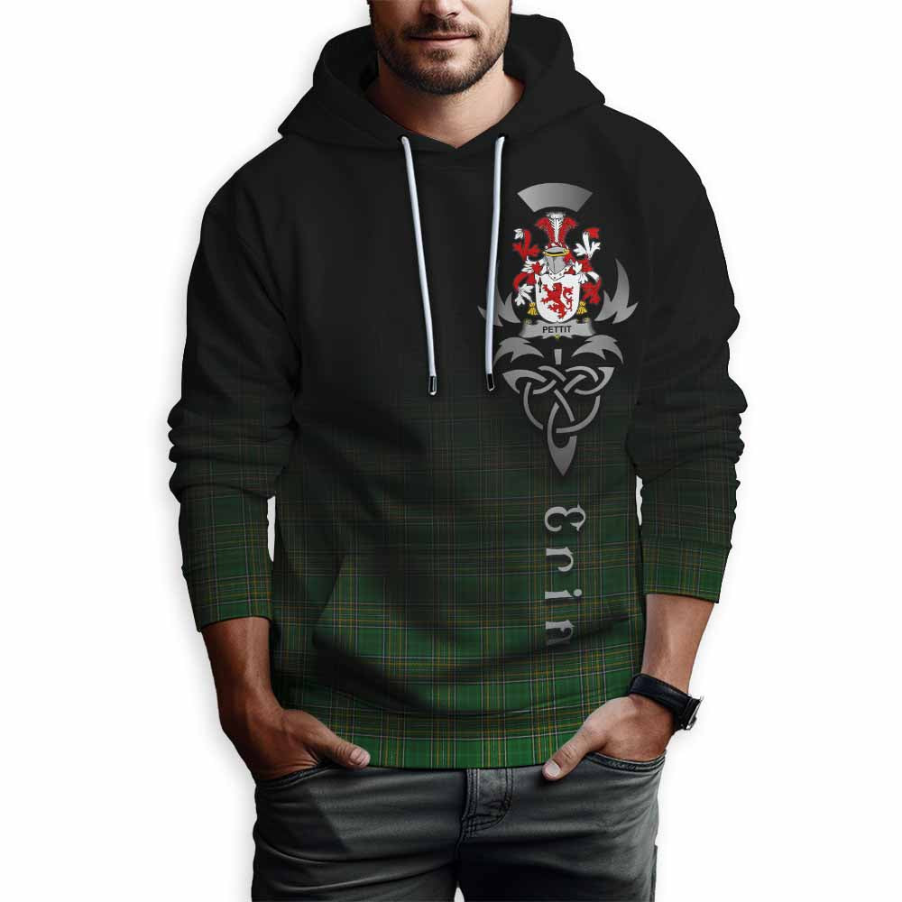 Tartan Vibes Clothing Pettit Irish Clan Hoodie with Coat of Arms Erin Go Bragh Celtic Inspired