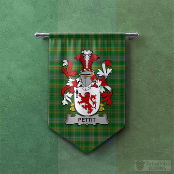 Pettit Irish Clan Tartan Gonfalon, Tartan Banner with Coat of Arms