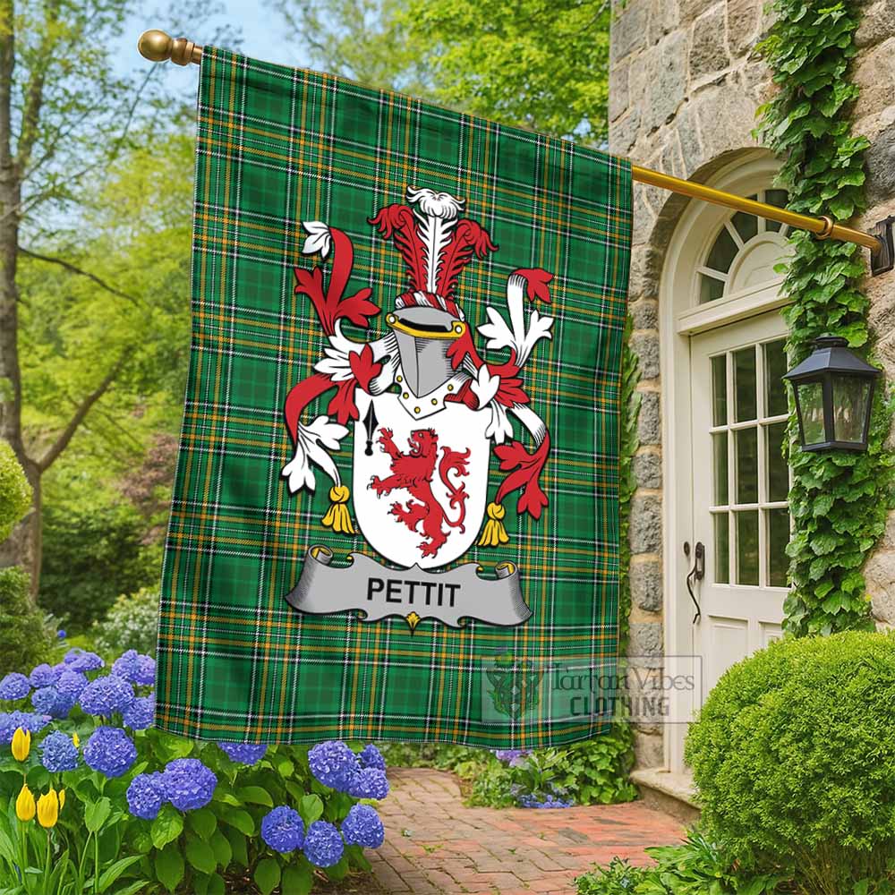 Pettit Irish Clan Tartan Flag with Coat of Arms