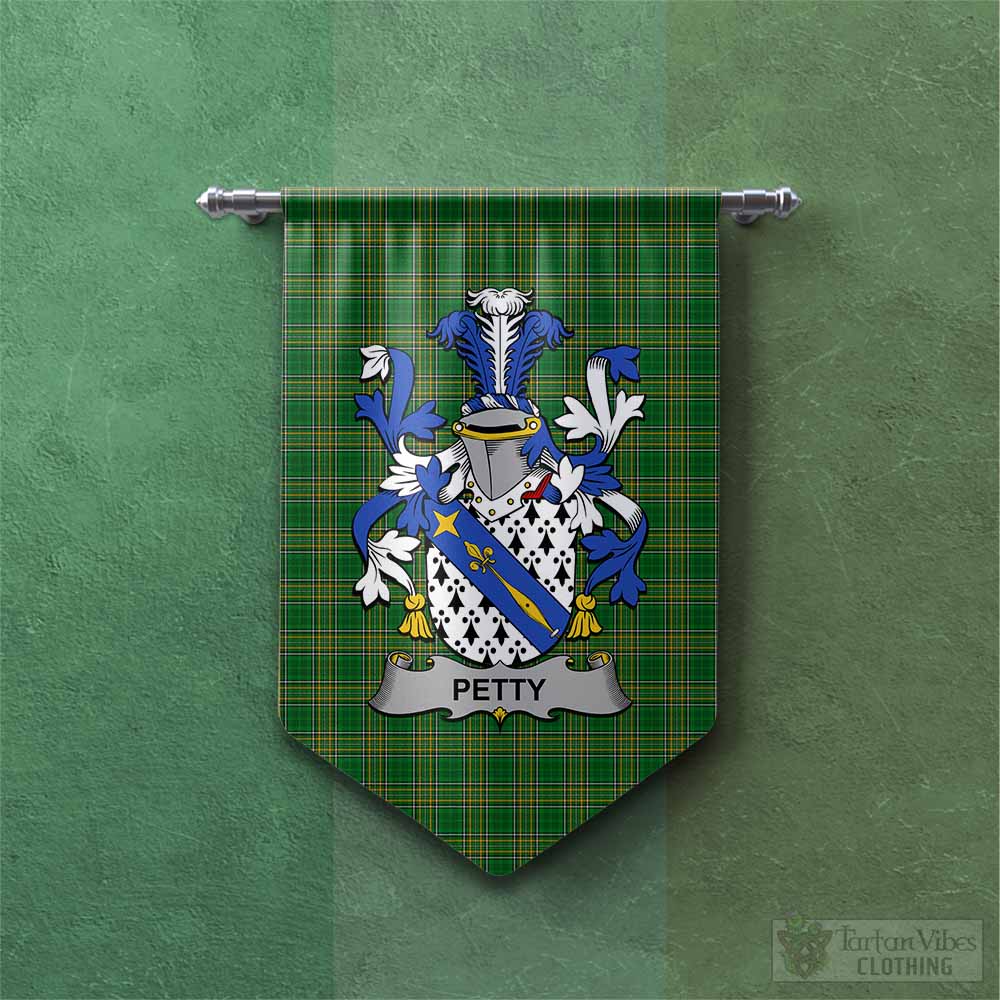 Tartan Vibes Clothing Petty Irish Clan Tartan Gonfalon, Tartan Banner with Coat of Arms