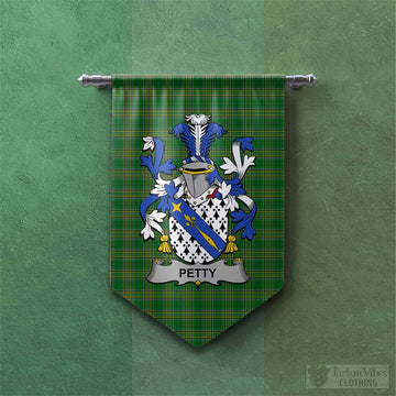 Tartan Vibes Clothing Petty Irish Clan Tartan Gonfalon, Tartan Banner with Coat of Arms