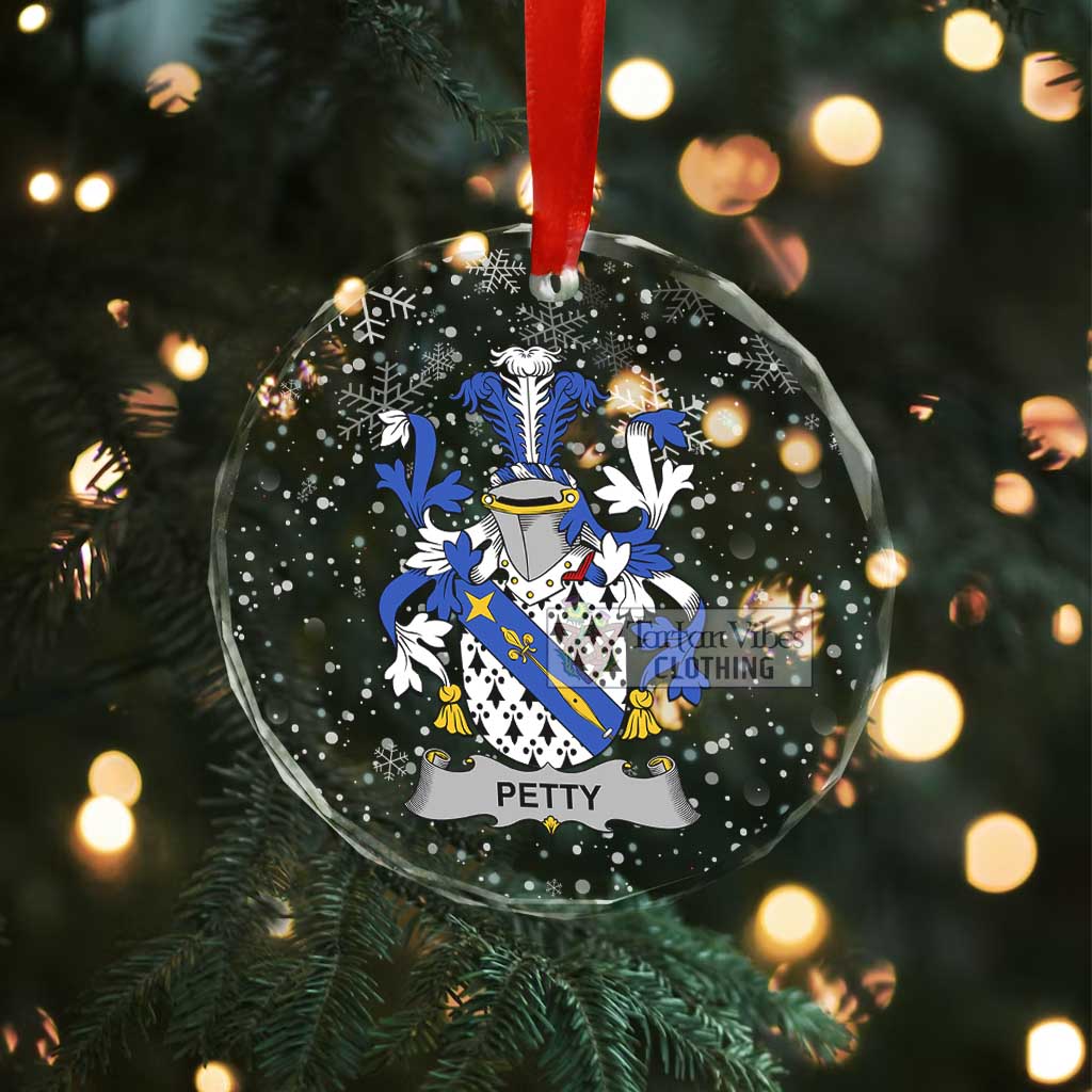 Tartan Vibes Clothing Petty Irish Clan Christmas Glass Ornament with Coat of Arms