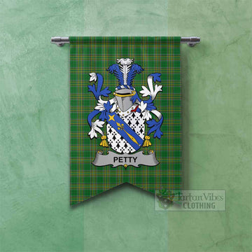 Tartan Vibes Clothing Petty Irish Clan Tartan Gonfalon, Tartan Banner with Coat of Arms