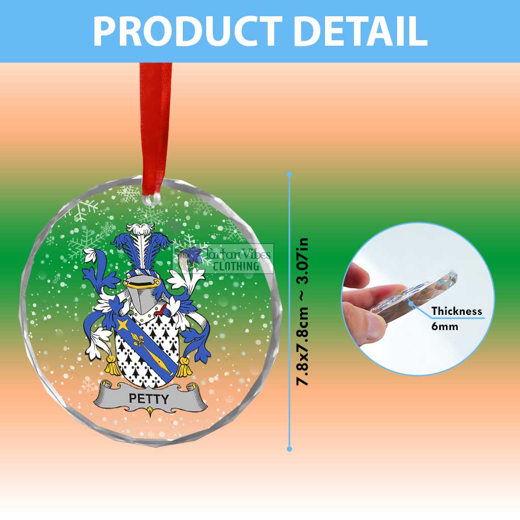 Tartan Vibes Clothing Petty Irish Clan Christmas Glass Ornament with Coat of Arms