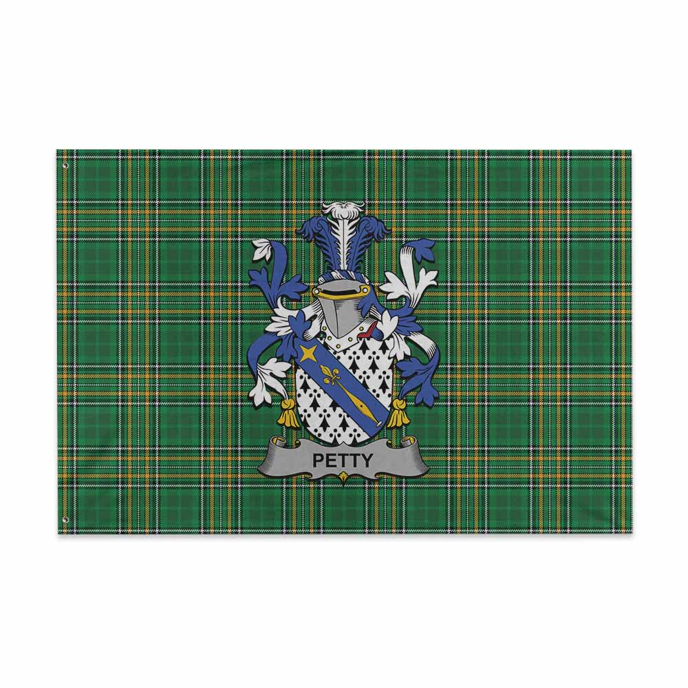 Tartan Vibes Clothing Petty Irish Clan Tartan House Flag with Coat of Arms