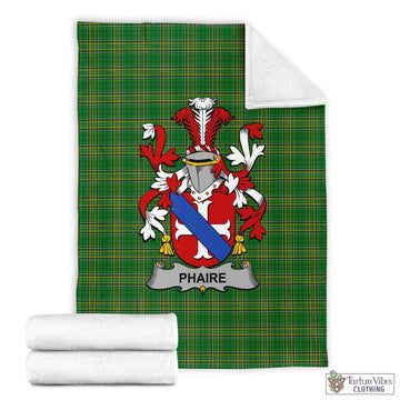 Tartan Vibes Clothing Phaire Irish Clan Tartan Blanket with Coat of Arms