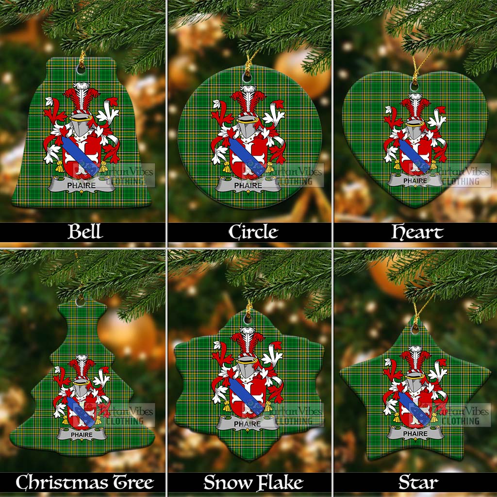 Phaire Irish Clan Tartan Christmas Ceramic Ornament with Coat of Arms Ceramic - Tartan Vibes Clothing