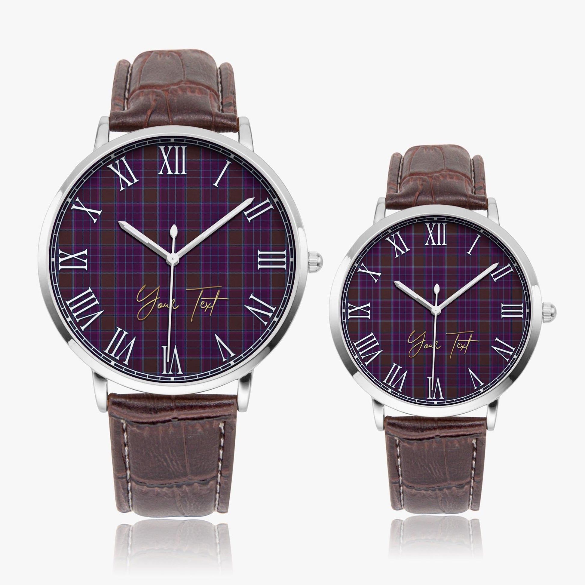 Phillips Tartan Personalized Your Text Leather Trap Quartz Watch - Tartan Vibes Clothing