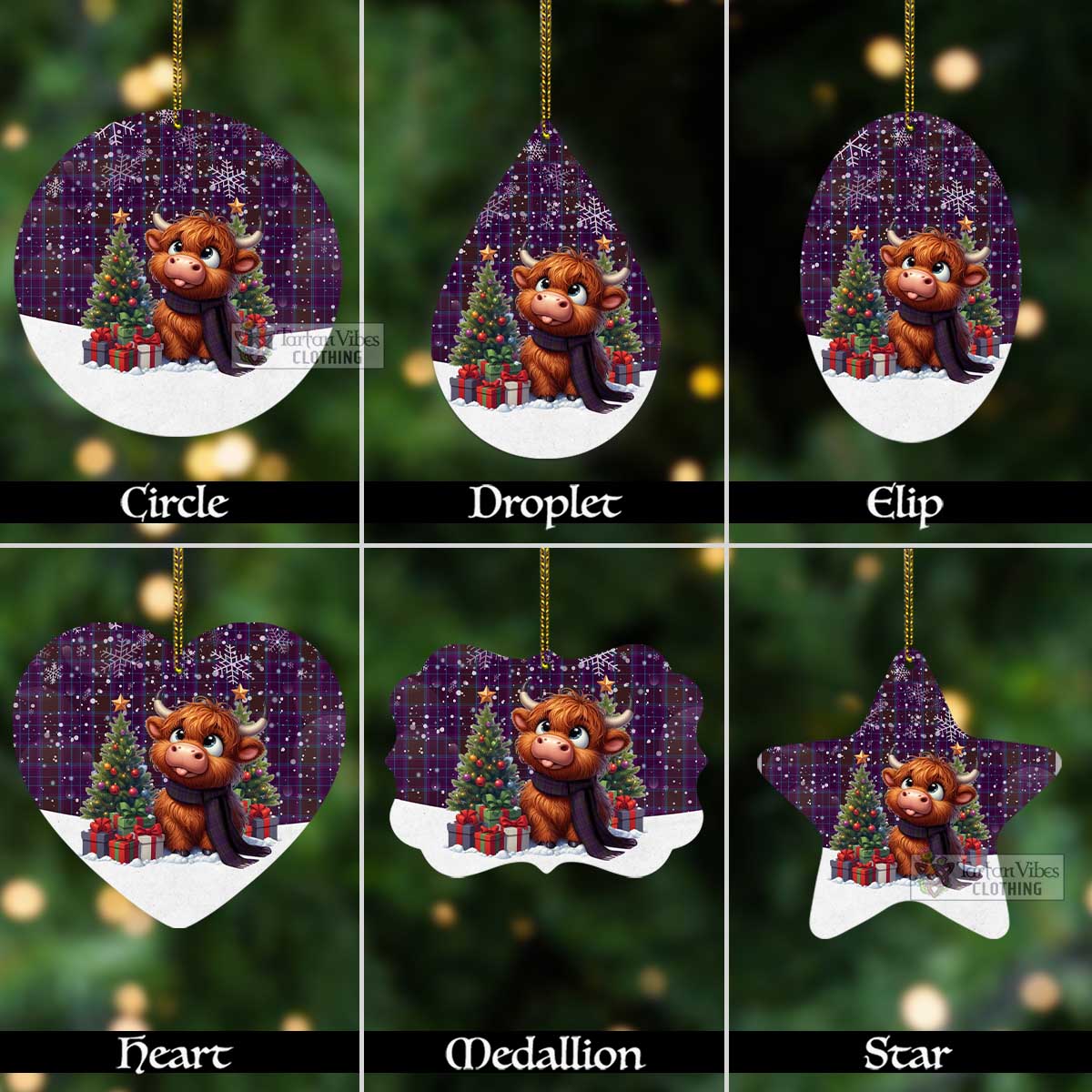 Phillips Tartan Christmas Aluminium Ornament with Adorable Highland Coo Aluminium - Tartan Vibes Clothing