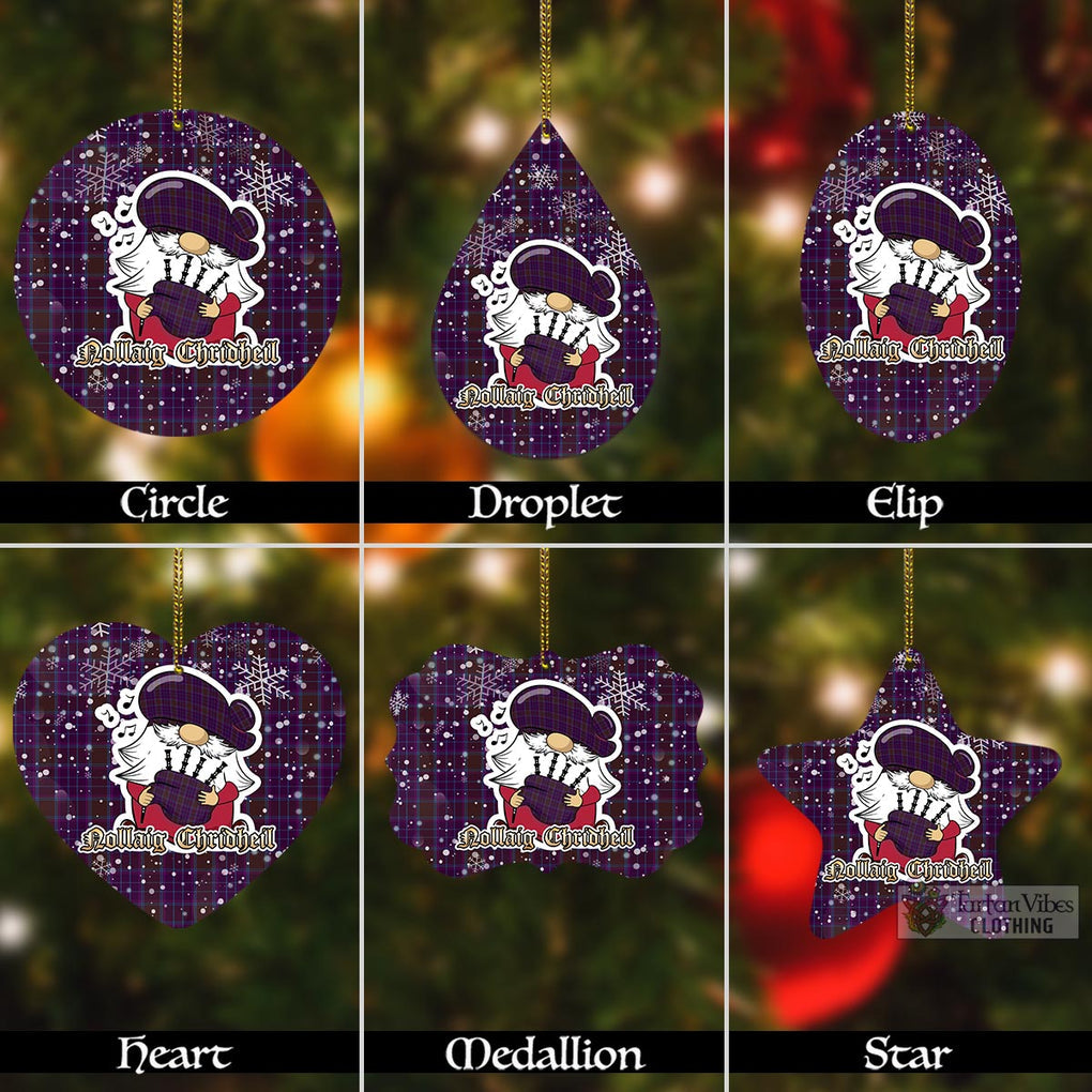 Phillips Tartan Christmas Aluminium Ornament with Scottish Gnome Playing Bagpipes Aluminium - Tartan Vibes Clothing