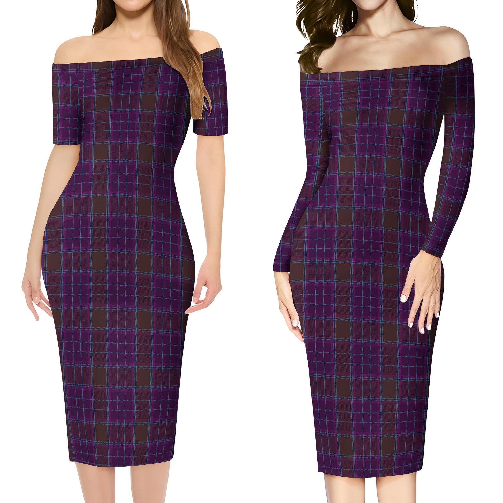 Phillips Tartan Off Shoulder Lady Dress Women's Dress - Tartan Vibes Clothing