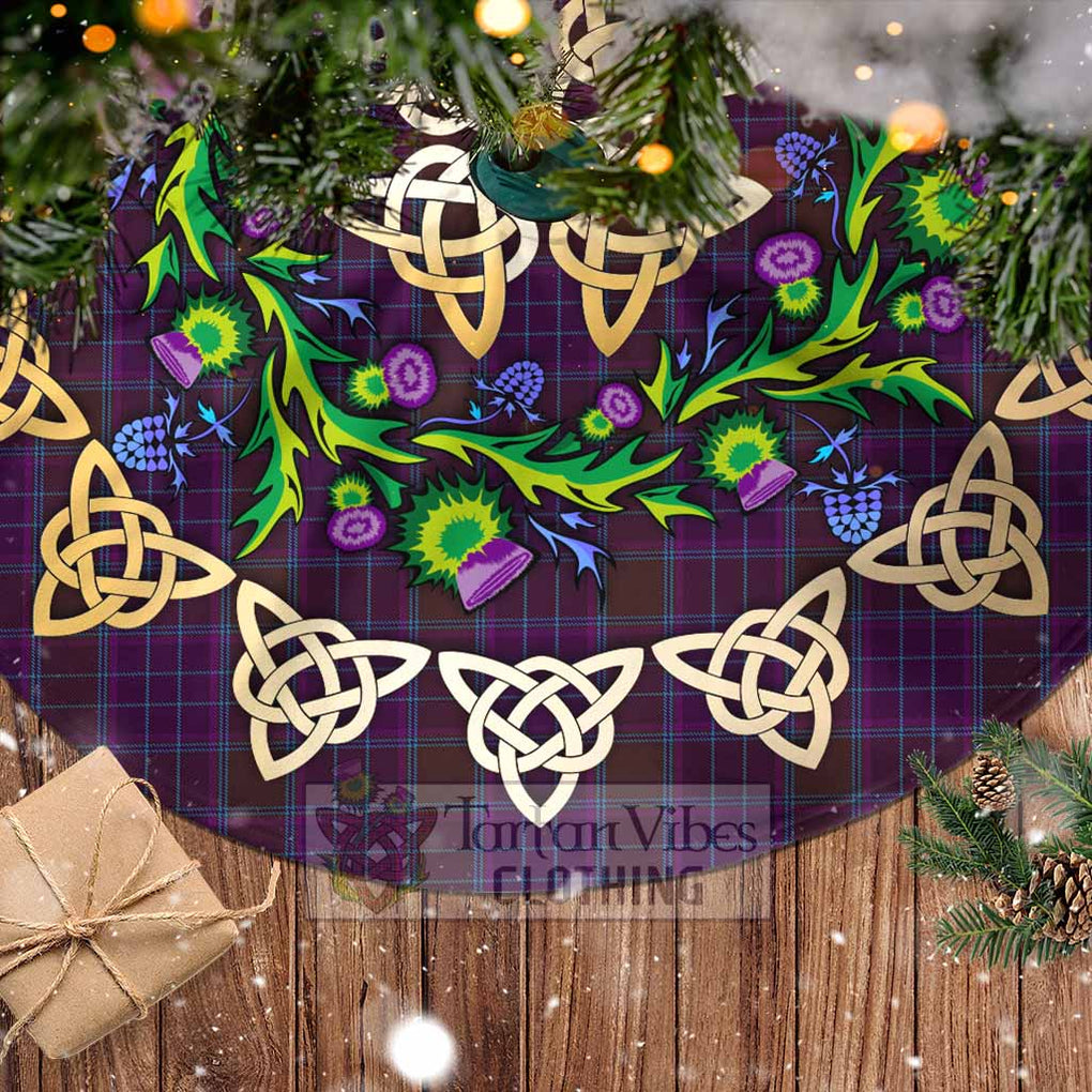 Tartan Vibes Clothing Phillips Tartan Christmas Tree Skirt with Thistle Celtic Knot Style