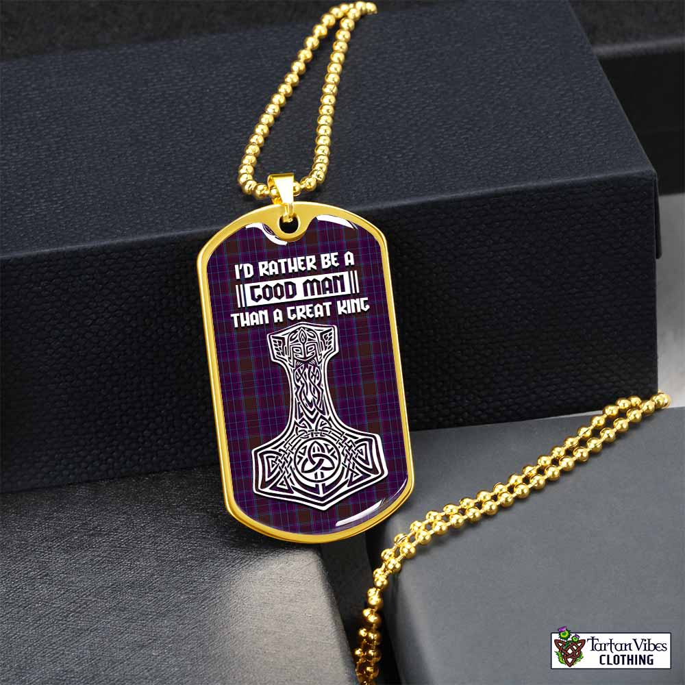 Phillips Tartan Dog Tag Necklace Viking Mjolnir Style Gold No - Tartan Vibes Clothing