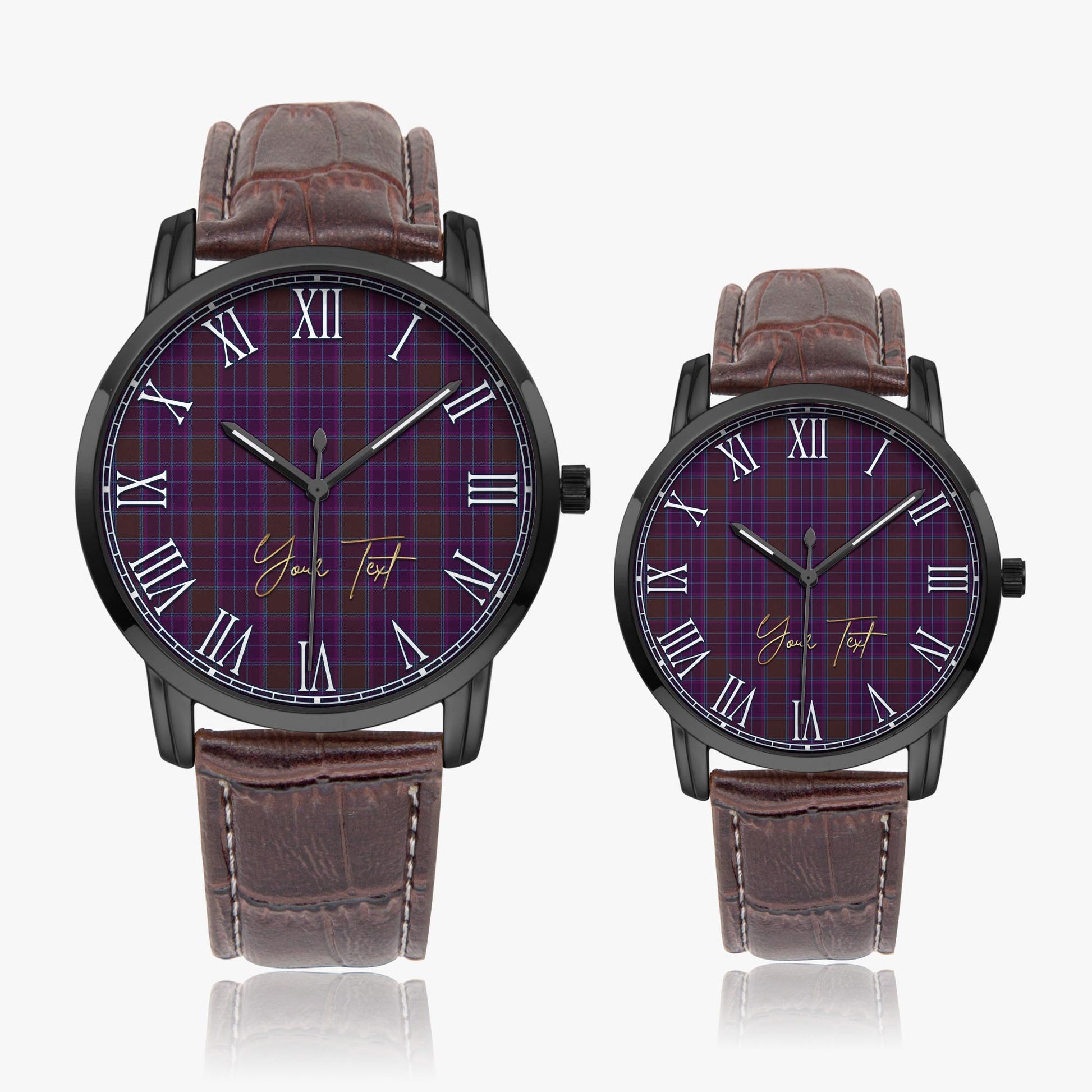 Phillips Tartan Personalized Your Text Leather Trap Quartz Watch - Tartan Vibes Clothing